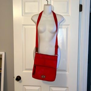 Fossil Red leather crossbody purse. Good condition
